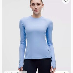 Lululemon Icy Blue Ribbed Rulu Long Sleeve Running or Training Top